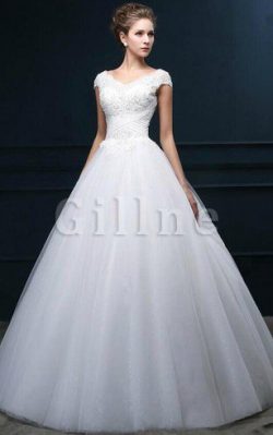 Abito da Sposa Senza Maniche in Pizzo in Tulle Naturale Cappellino – Gillne.it