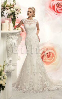 Abito da Sposa Sirena con Fiocco Conservatore in Pizzo con Applique – Gillne.it