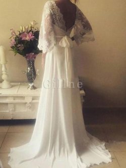 Abito da sposa v-scollo splendido a-line all aperto sexy con ricamo – Gillne.it