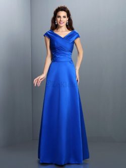 A-Linie Satin Normale Taille Ärmellos Abendkleid mit V-Ausschnitt – MeKleid.de