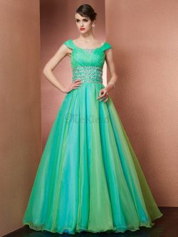 Normale Taille Ärmelloses Sittsames Partykleid aus Satin mit Rücken Schnürung – MeKleid.de