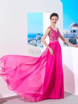 Prinzessin Ärmelloses Reißverschluss A Linie Abendkleid mit Applikation – MeKleid.de