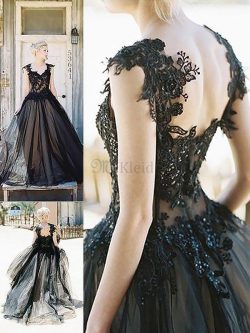 Ärmelloses Duchesse-Linie Normale Taille Sweep train Ballkleid mit Bordüre – MeKleid.de