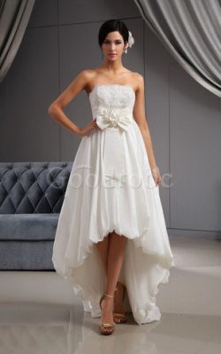 Robe de mariée a-ligne haut bas col en forme de cœur manche nulle decoration en fleur – Go ...