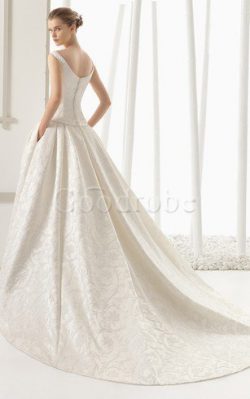 Robe de mariée chic a-ligne en chiffon avec zip grandes bretelles – GoodRobe