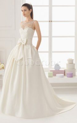 Robe de mariée col en bateau en dentelle salle interne longueur au niveau de sol sachet –  ...