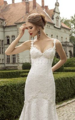 Robe de mariée distinguee romantique de sirène bandouliere spaghetti de traîne courte – Go ...