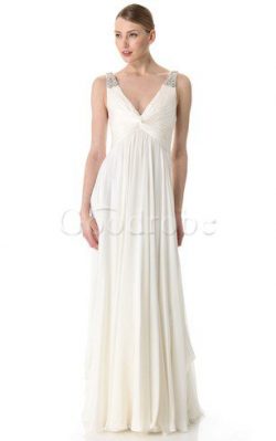 Robe de mariée facile en plage a-ligne v encolure avec zip – GoodRobe