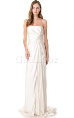 Robe de mariée facile en satin de traîne courte fermeutre eclair de bustier – GoodRobe