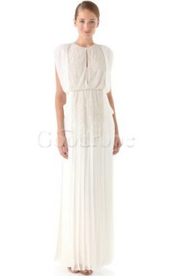 Robe de mariée longue au bord de la mer jusqu’au sol avec perle au niveau de cou – G ...