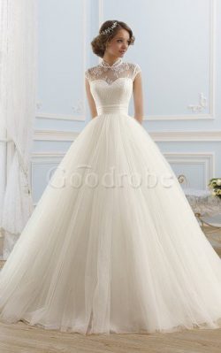 Robe de mariée longue distinguee vintage avec décoration dentelle cordon – GoodRobe