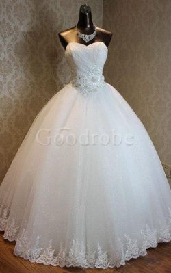 Robe de mariée naturel col en forme de cœur manche nulle d’épaule asymétrique a-ligne R ...