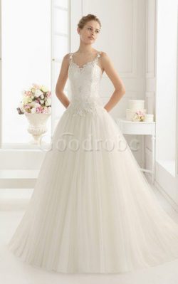 Robe de mariée naturel humble sexy avec fleurs en organza – GoodRobe