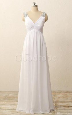 Robe de mariée sage informel salle interne longueur au ras du sol avec perle – GoodRobe