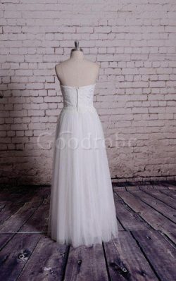 Robe de mariée textile en tulle avec zip col en forme de cœur manche nulle ligne a – GoodRobe