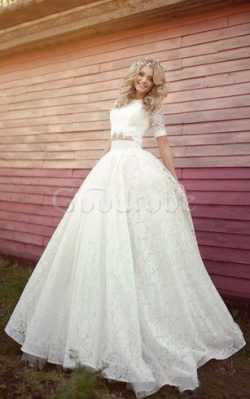 Robe de mariée vintage jusqu’au sol elevé a-ligne 2 pice – GoodRobe