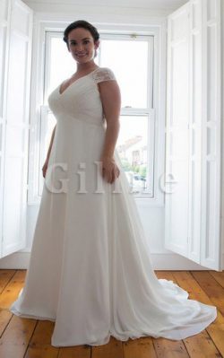 Abito da Sposa con Increspato A-Line con Applique V-Scollo Formale E Informale – Gillne.it