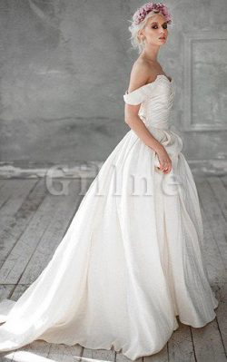 Abito da Sposa Fuori dalla spalla in Taffeta Taglia Forte Cuore con Perline – Gillne.it