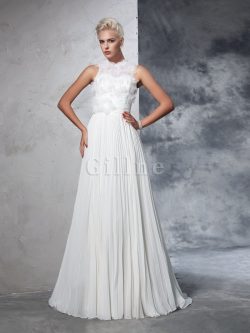 Abito da Sposa in Chiffon con Piega Alta Vita Principessa A-Line – Gillne.it