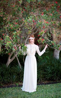 Abito da Sposa in Chiffon tradizionale Schiena Nuda con Piega con Maniche Lunghe – Gillne.it