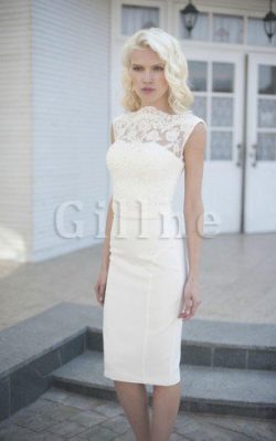 Abito da Sposa Senza Maniche con Perline Tubino in Chiffon Cerniera – Gillne.it