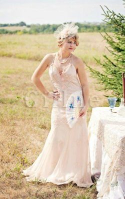 Abito da Sposa Spazzola Treno con Piega con Increspature Senza Maniche in Pizzo – Gillne.it