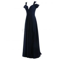 A-Line Plissiertes Reißverschluss Exklusive Langes Abendkleid mit Empire Taille – MeKleid.de