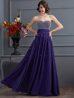 A-Linie Prinzessin Reißverschluss Empire Taille Chiffon Abendkleid – MeKleid.de