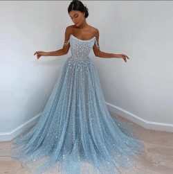 Elegantes Abendkleid Hellerblau Abendkleider Lang Günstig