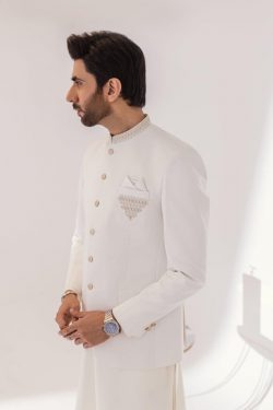 Stylish White Sherwani