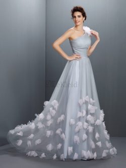 Prinzessin A-Line Reißverschluss Anständiges Bodenlanges Abendkleid – MeKleid.de