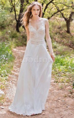 Robe de mariée de fourreau a plage en chiffon avec manche épeules enveloppants ligne a – G ...