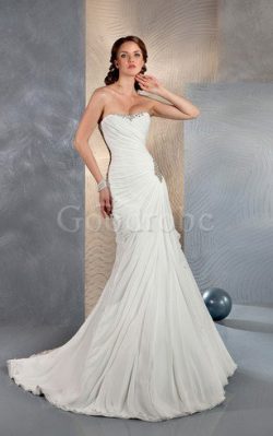 Robe de mariée impressioé de fourreau avec perle avec chiffon de sirène – GoodRobe