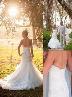 Robe de mariée naturel de traîne moyenne de col en cœur manche nulle en tulle – GoodRobe