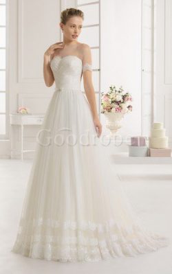 Robe de mariée naturel spécial sexy col en forme de cœur textile en tulle – GoodRobe