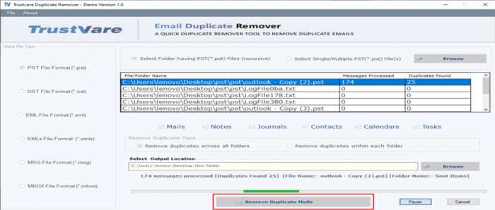 TrustVare PST Duplicate Remover Tool