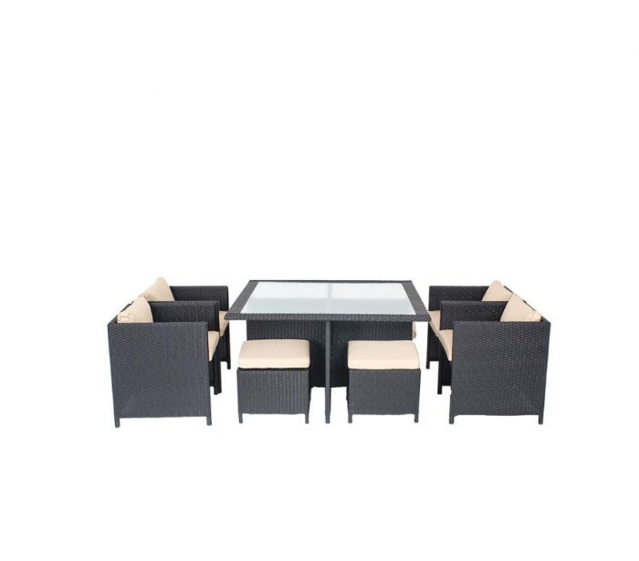 9-Piece Rattan Table and Chairs Dining Conversation Set