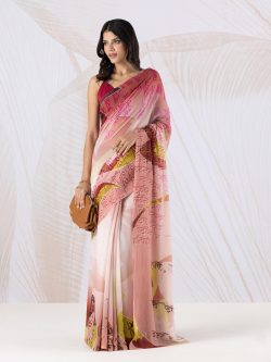 Blush Pink Vibrant Verses Liva Georgette Saree – navyāsa