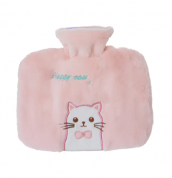 Pink kitty plush rechargeable hot water bag