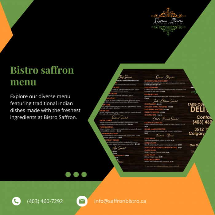 Explore the Delightful Bistro Saffron Menu