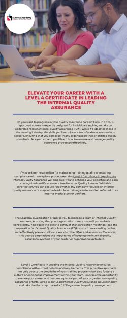 Elevate Your Career with a Level 4 Certificate in Leading the Internal Quality Assurance