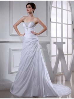 Robe de mariée avec sans manches de princesse avec lacets a-ligne de traîne moyenne – GoodRobe