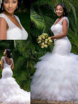 Robe de mariée avec sans manches excellent de traîne longue cordon de sirène – GoodRobe