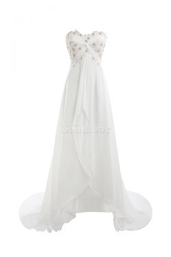 Robe de mariée chic de fourreau en chiffon en grandes tailles longueur au niveau de sol –  ...