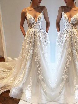 Robe de mariée de princesse textile en tulle ligne a manche nulle bretelles spaghetti – Go ...