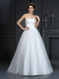 Robe de mariée naturel plissage de traîne moyenne fermeutre eclair de mode de bal – GoodRobe