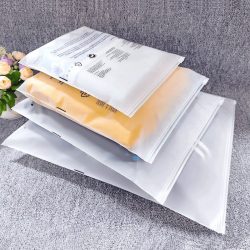 Custom CPE plastic clothing package frosted slider zipper zip bags for packing clothes