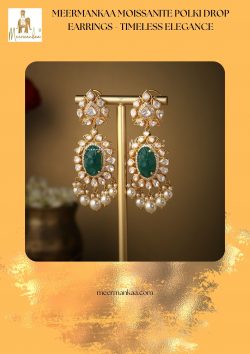 Meermankaa Moissanite Polki Drop Earrings – Timeless Elegance