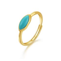 Wholesale Adjustable Vintage Marquise Shape Turquoise Ring Gold For Ladies