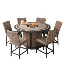 7-Piece Outdoor Patio Fire Dining Set